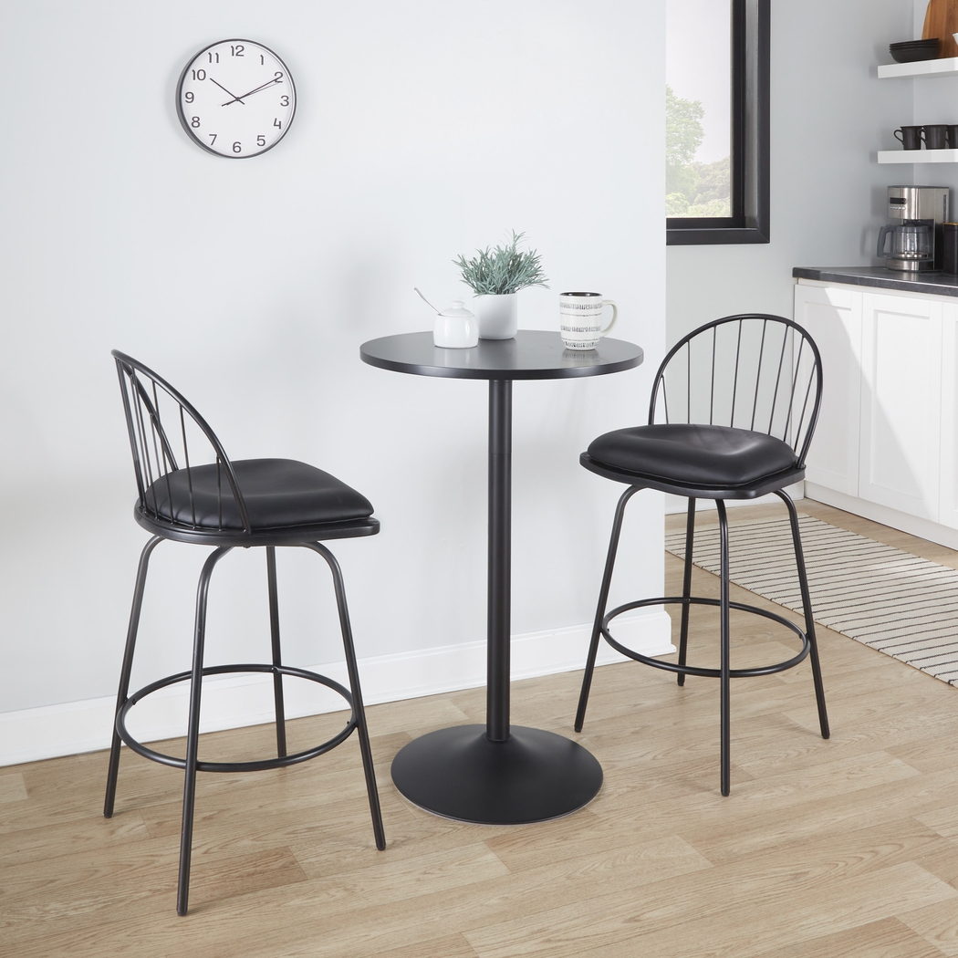 Charlias VI Black Swivel Counter Height Stool, Set of 2 - Thumbnail - Image 2