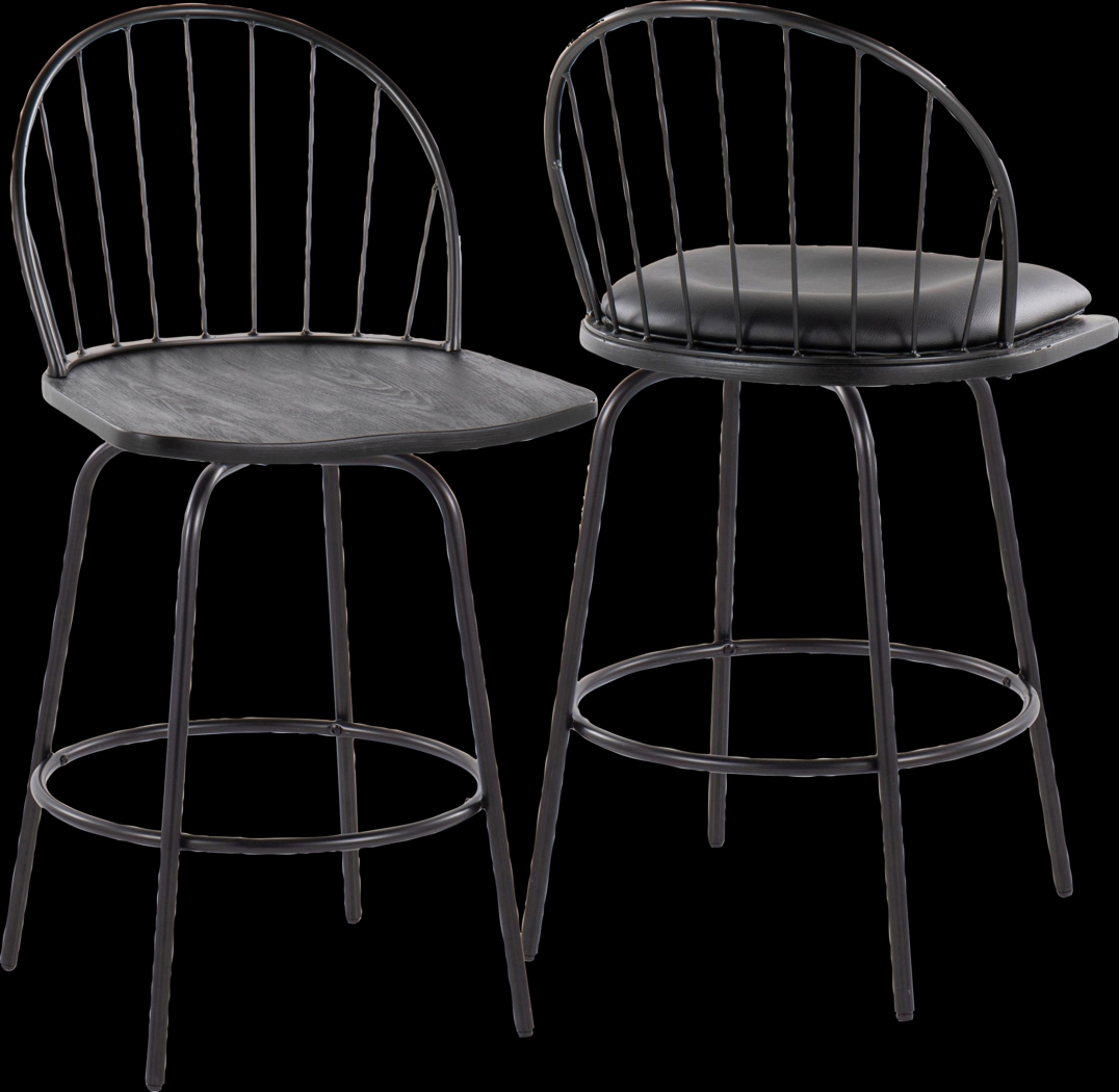 Charlias VI Black Swivel Counter Height Stool, Set of 2 - Thumbnail - Image 12