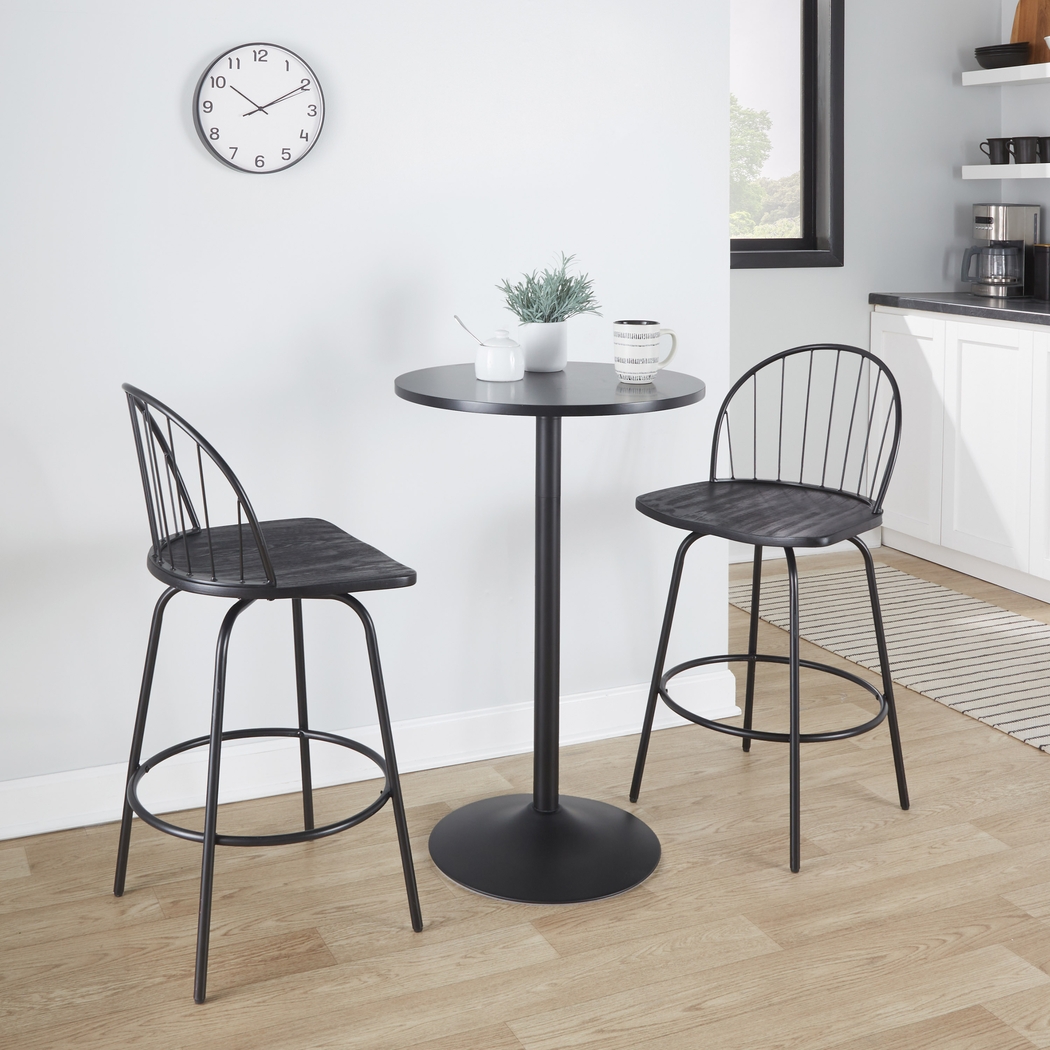 Charlias VI Black Swivel Counter Height Stool, Set of 2 - Thumbnail - Image 3