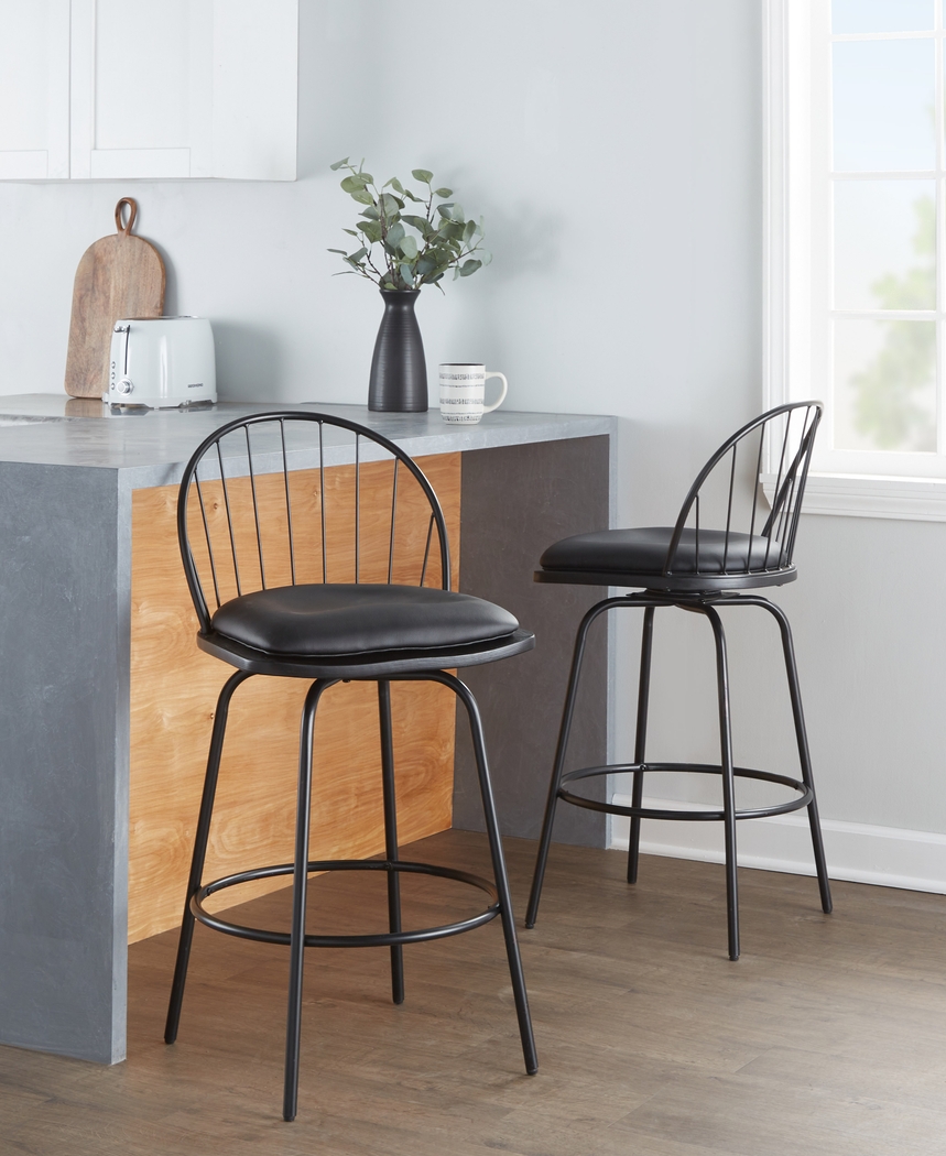 Charlias VI Black Swivel Counter Height Stool, Set of 2 - Thumbnail - Image 5