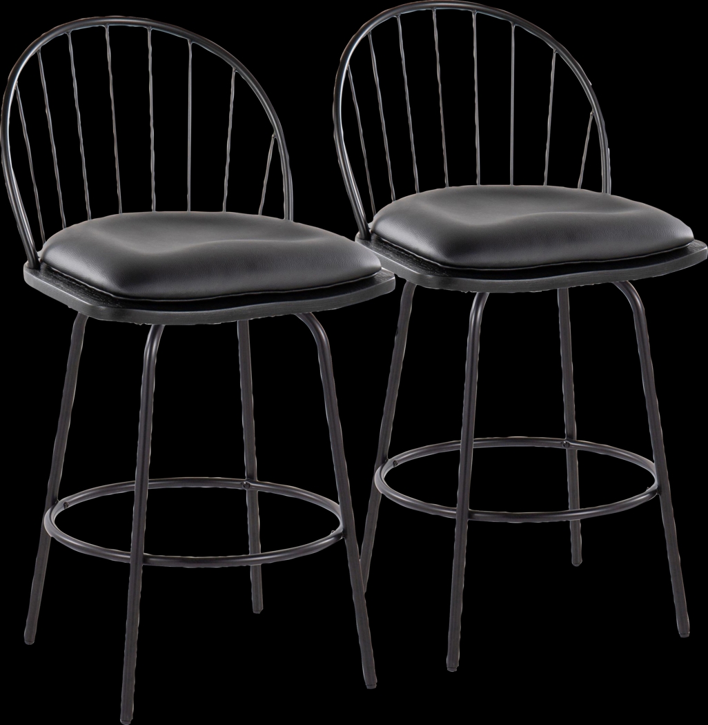 Charlias VI Black Swivel Counter Height Stool, Set of 2 - Thumbnail - Image 1