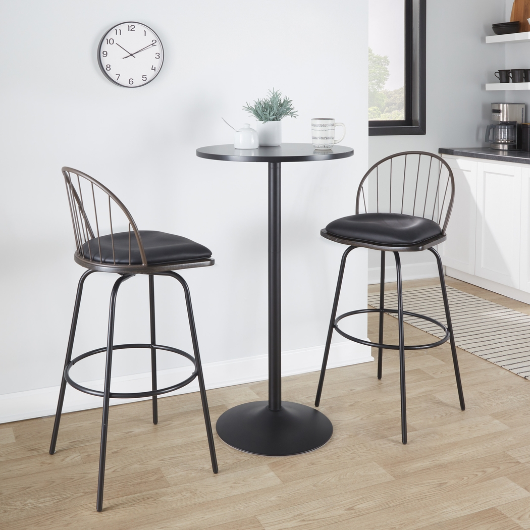 Charlias VII Black Swivel Barstool, Set of 2 - Thumbnail - Image 2