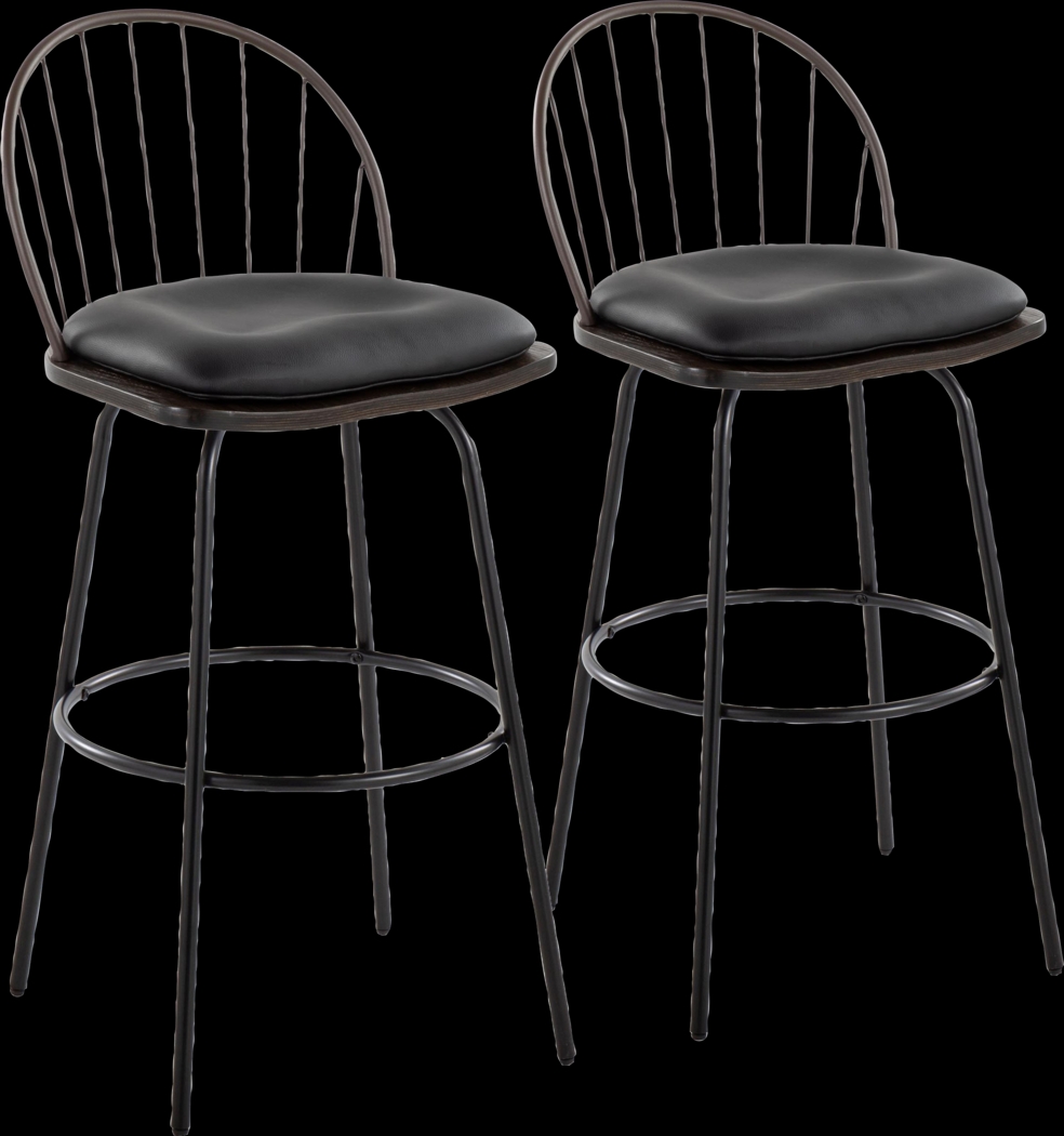 Charlias VII Black Swivel Barstool, Set of 2 - Thumbnail - Image 1