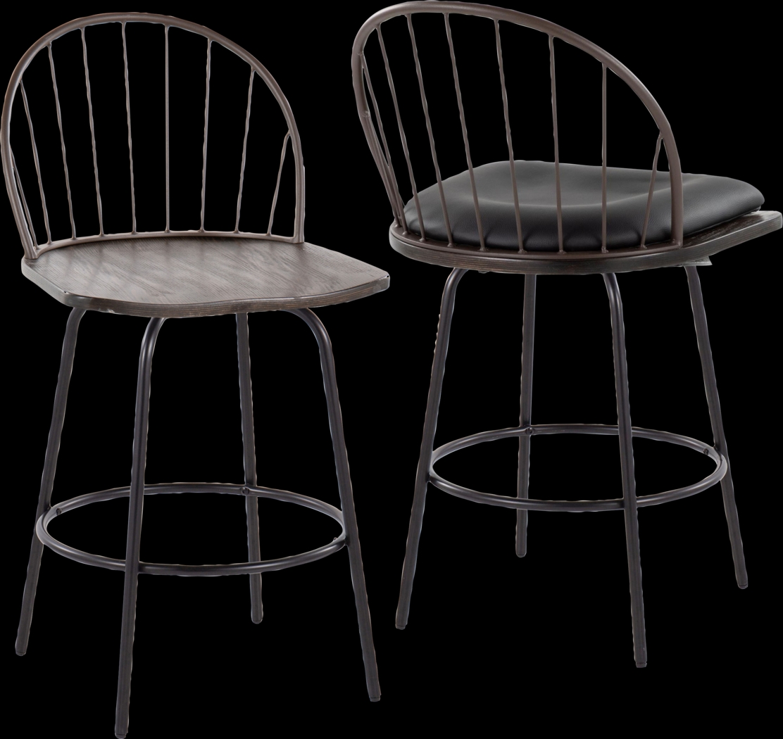 Charlias VII Black Swivel Counter Height Stool, Set of 2 - Thumbnail - Image 12