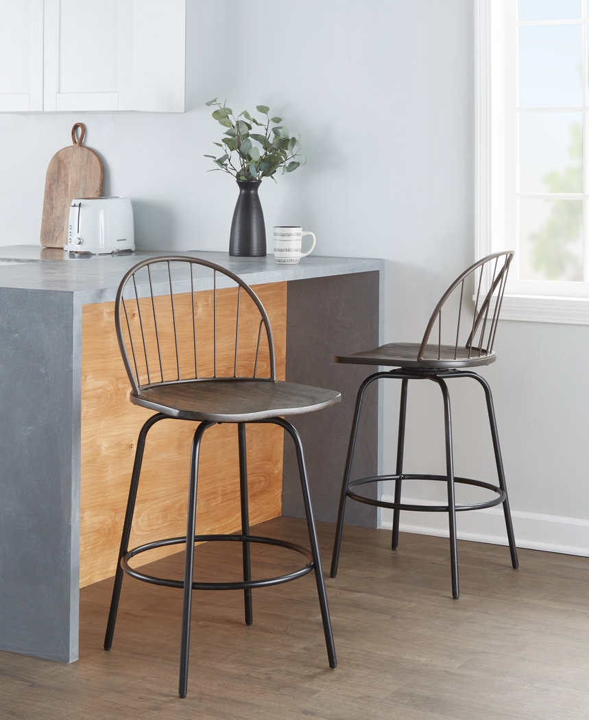 Charlias VII Black Swivel Counter Height Stool, Set of 2 - Thumbnail - Image 4