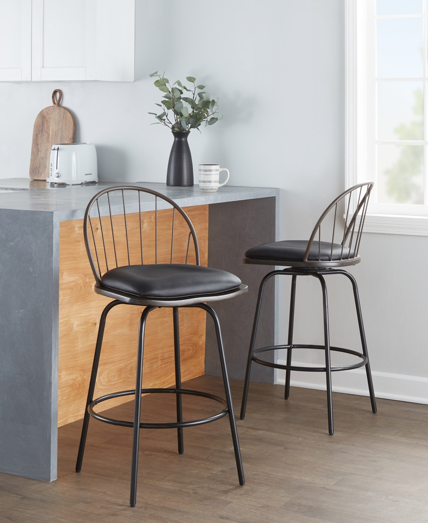 Charlias VII Black Swivel Counter Height Stool, Set of 2 - Thumbnail - Image 5