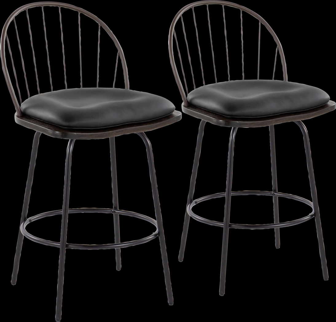 Charlias VII Black Swivel Counter Height Stool, Set of 2 - Thumbnail - Image 1