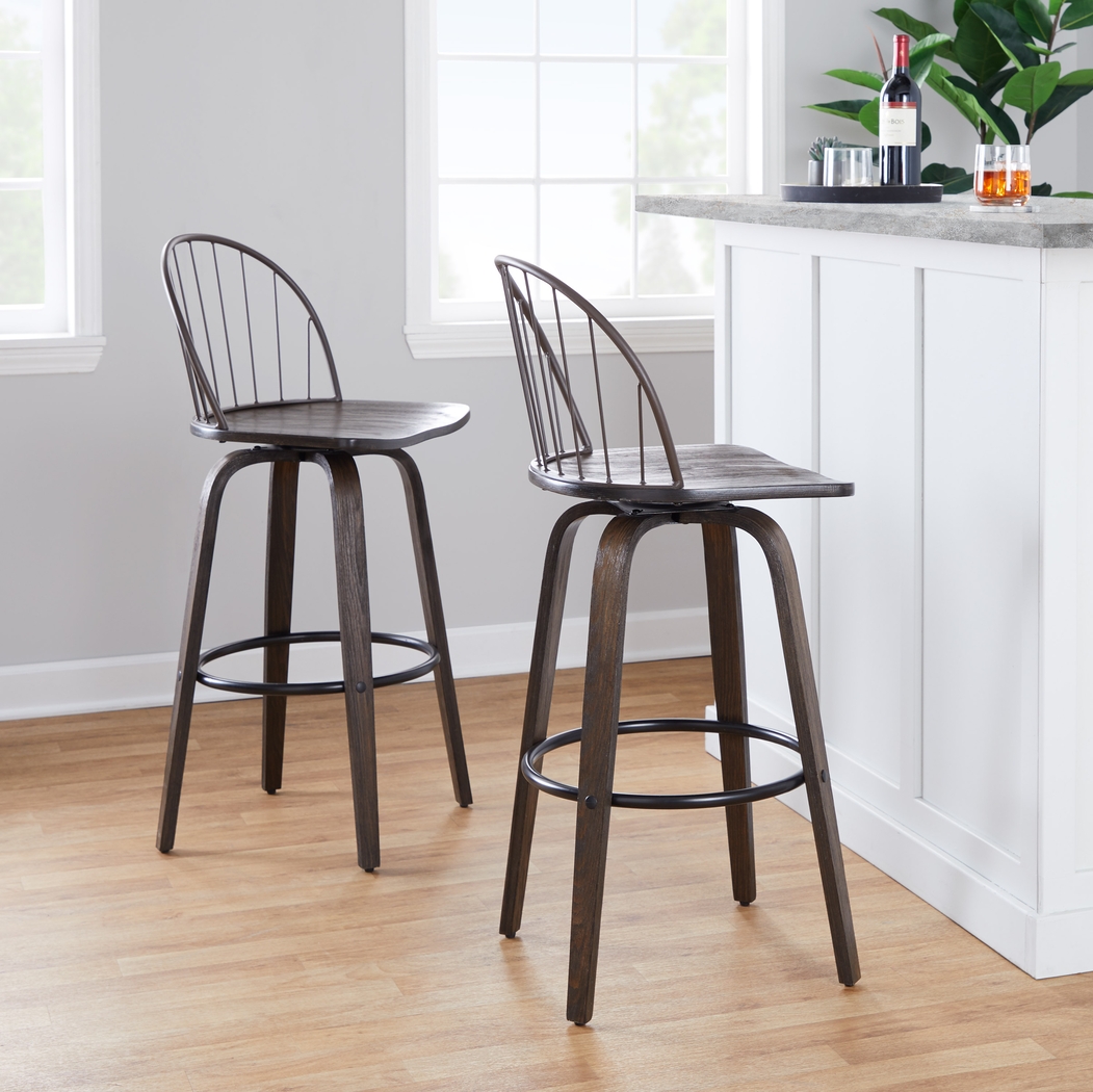 Charlias VIII Black Swivel Barstool, Set of 2 - Thumbnail - Image 2