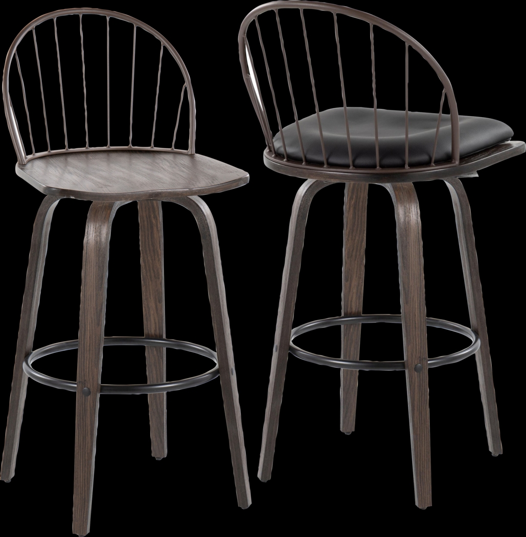 Charlias VIII Black Swivel Barstool, Set of 2 - Thumbnail - Image 11