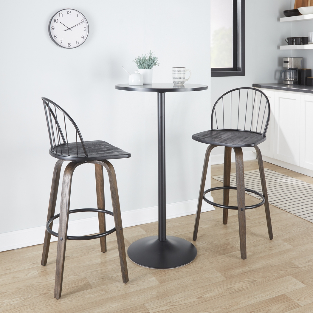 Charlias VIII Black Swivel Barstool, Set of 2 - Thumbnail - Image 4