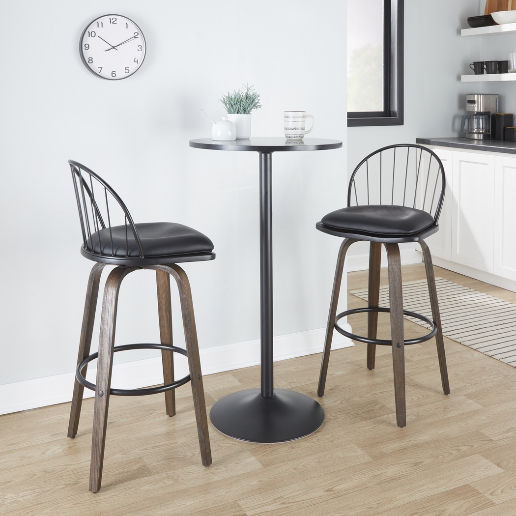 Charlias VIII Black Swivel Barstool, Set of 2 - Thumbnail - Image 5