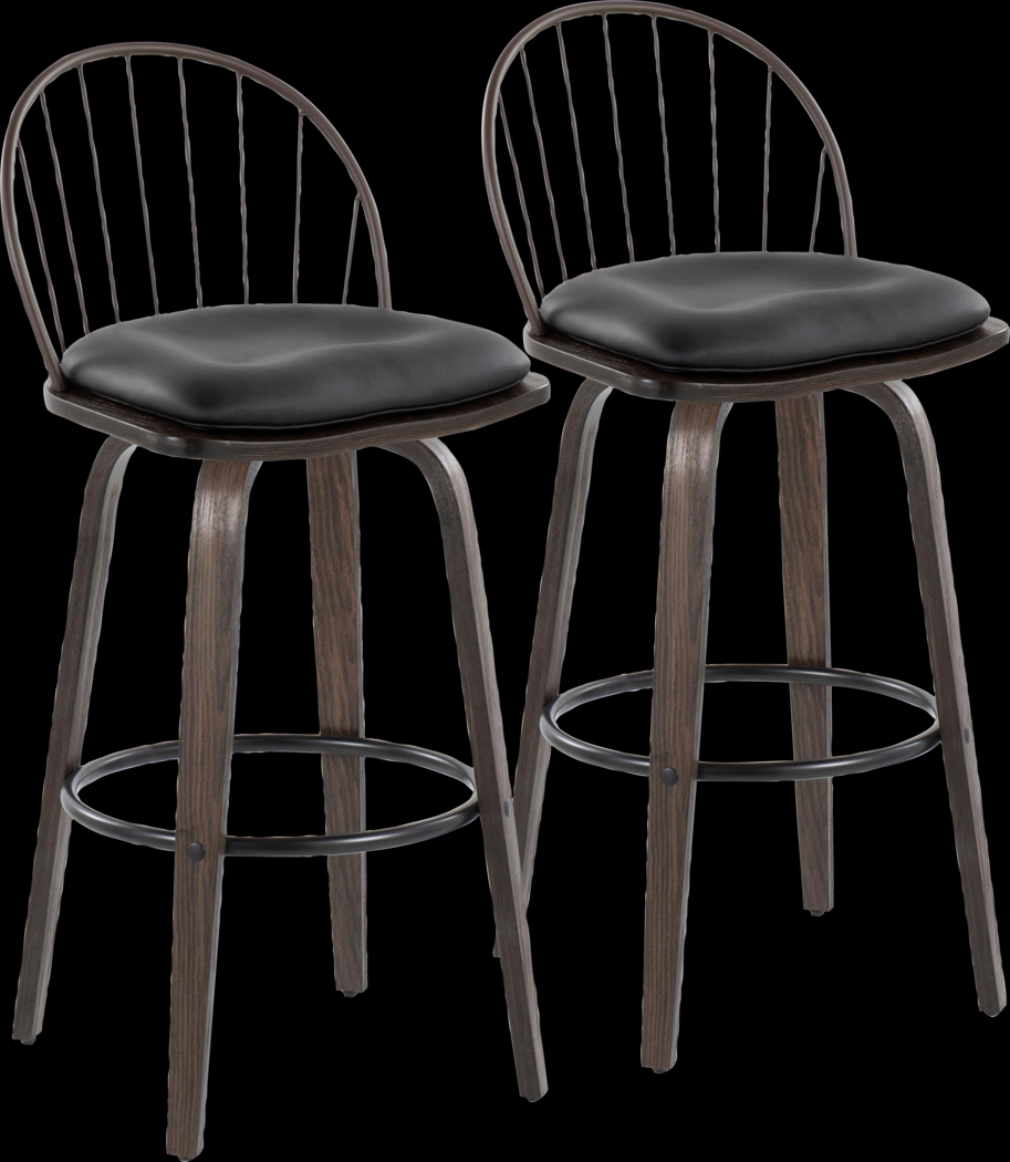 Charlias VIII Black Swivel Barstool, Set of 2 - Thumbnail - Image 1