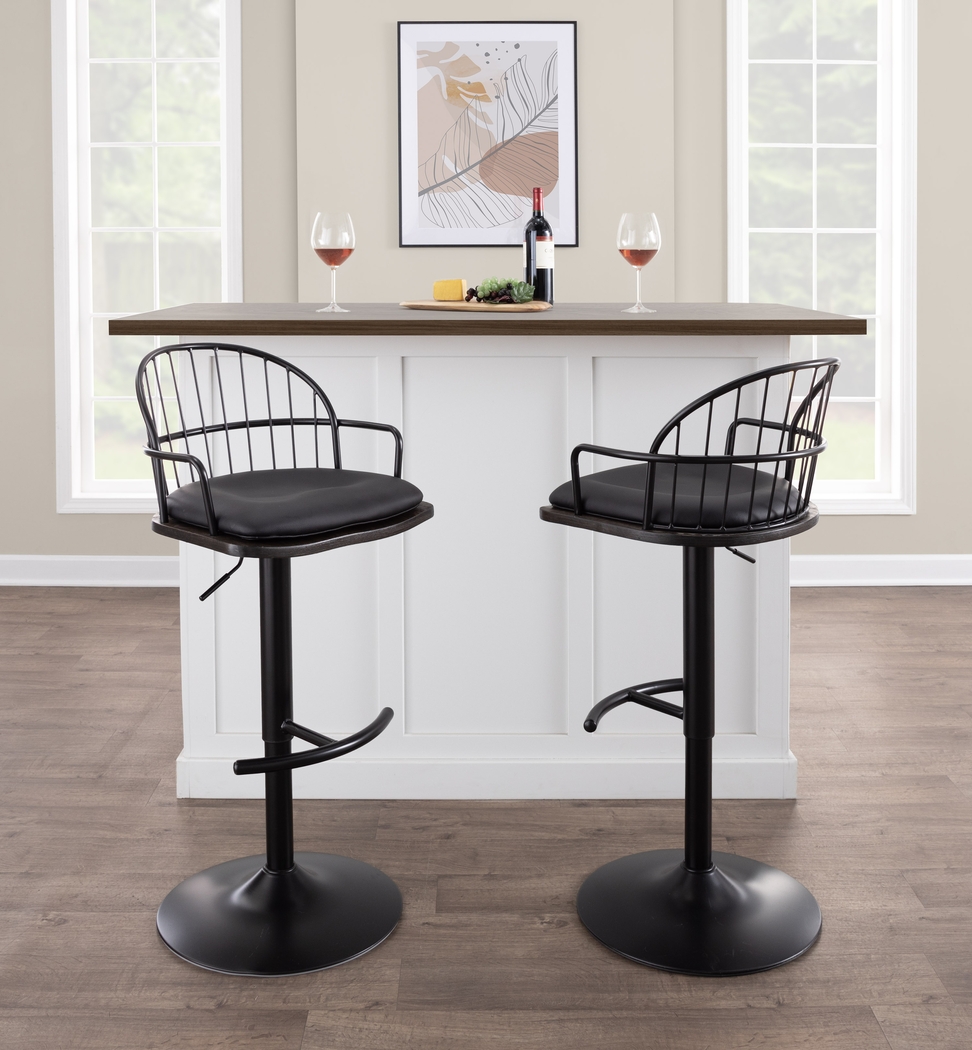 Charlias X Black Adjustable Barstool, Set of 2 - Thumbnail - Image 2