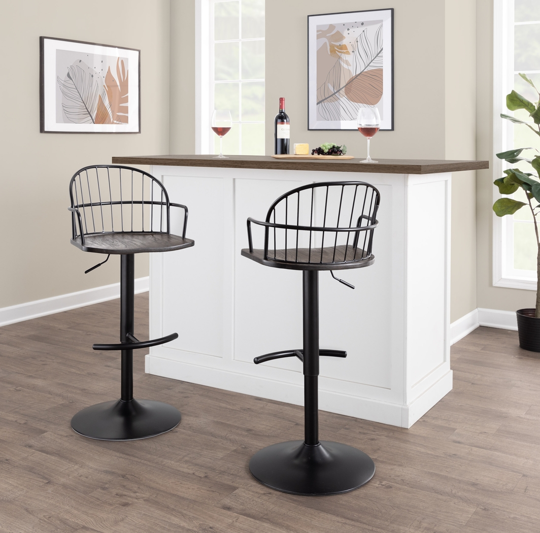 Charlias X Black Adjustable Barstool, Set of 2 - Thumbnail - Image 4