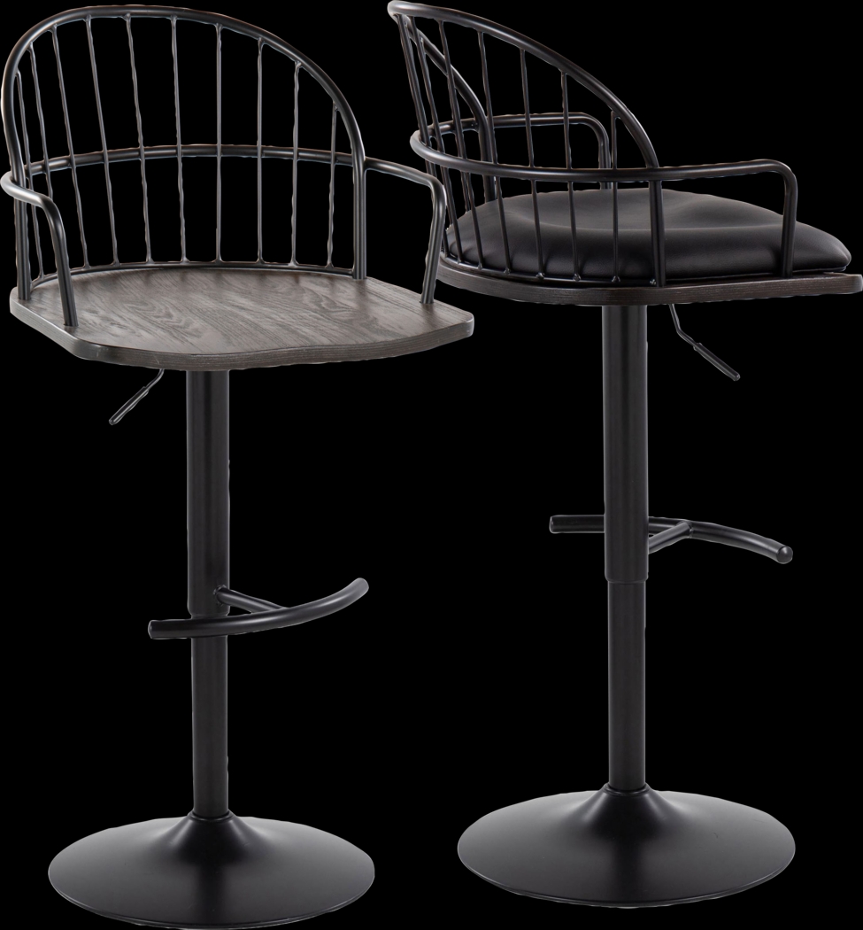 Charlias X Black Adjustable Barstool, Set of 2 - Thumbnail - Image 1