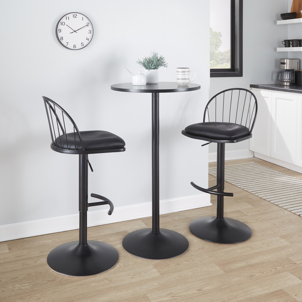 Charlias XI Black Adjustable Barstool, Set of 2 - Thumbnail - Image 2