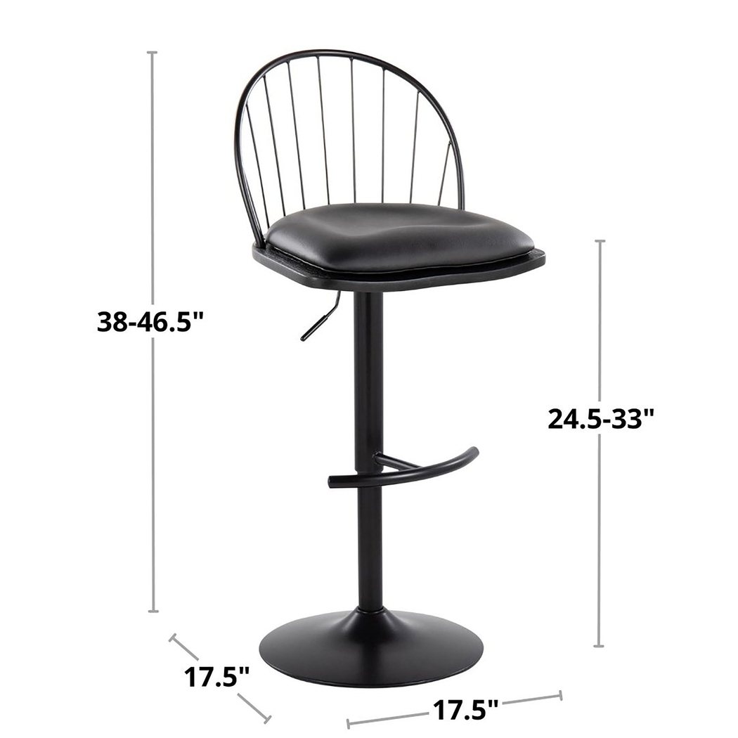 Charlias XI Black Adjustable Barstool, Set of 2 - Thumbnail - Image 12