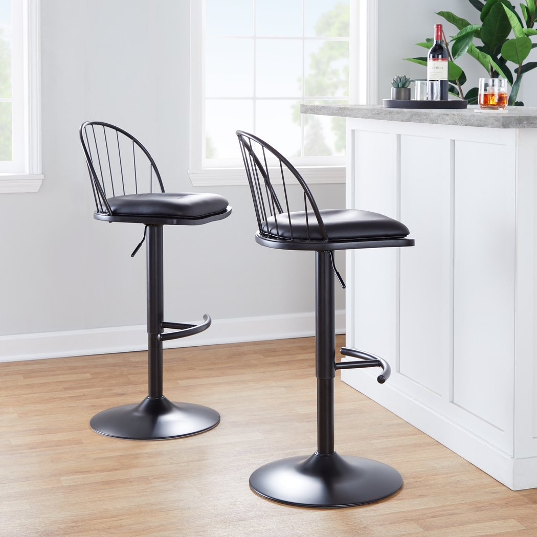 Charlias XI Black Adjustable Barstool, Set of 2 - Thumbnail - Image 5