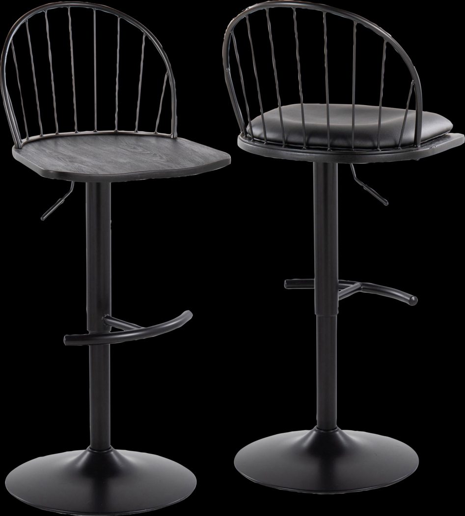 Charlias XI Black Adjustable Barstool, Set of 2 - Thumbnail - Image 8