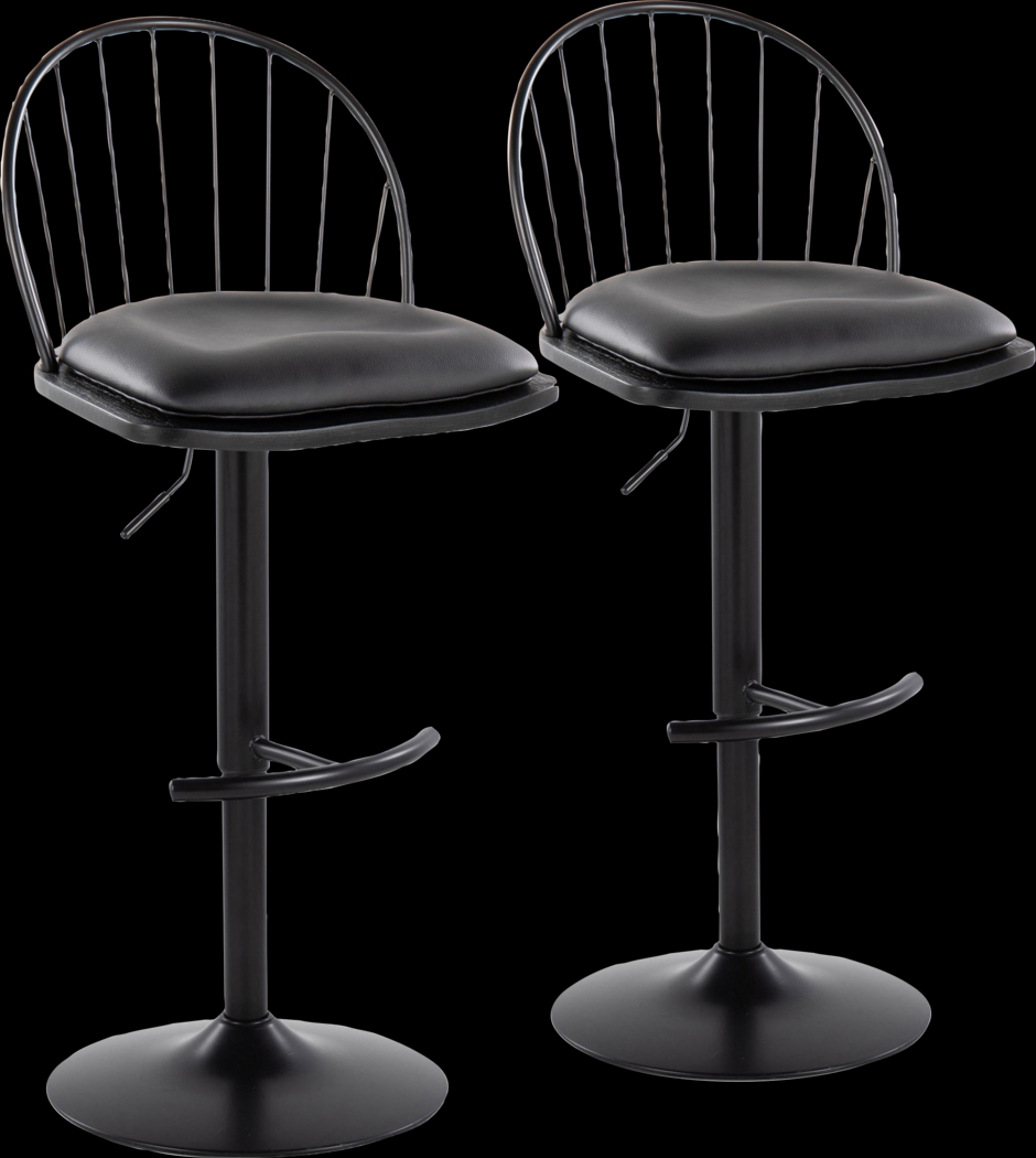 Charlias XI Black Adjustable Barstool, Set of 2 - Thumbnail - Image 1