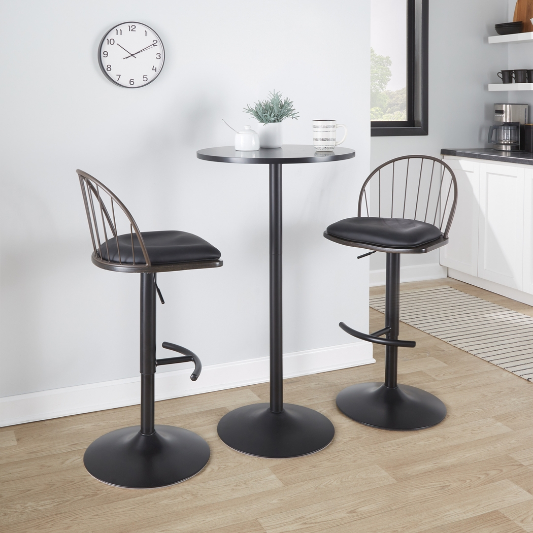 Charlias XII Black Adjustable Barstool, Set of 2 - Thumbnail - Image 2