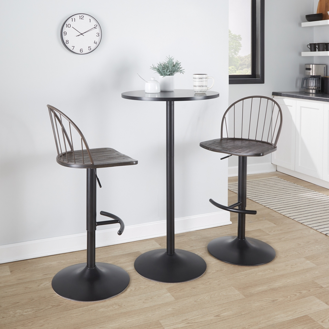 Charlias XII Black Adjustable Barstool, Set of 2 - Thumbnail - Image 3