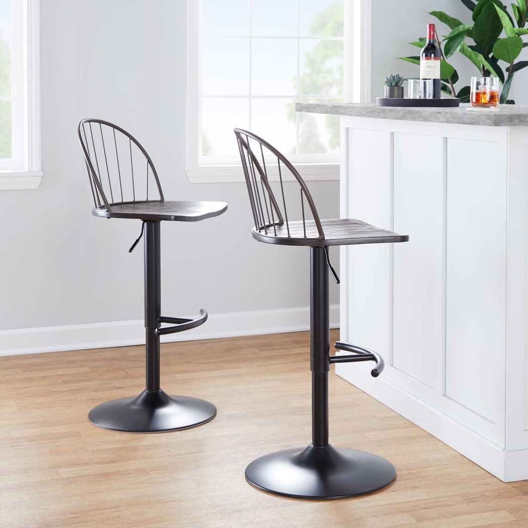 Charlias XII Black Adjustable Barstool, Set of 2 - Thumbnail - Image 4