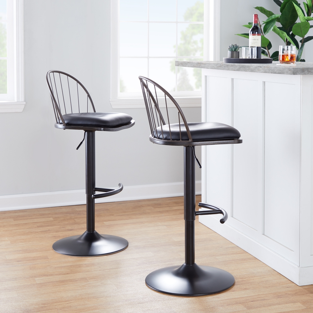 Charlias XII Black Adjustable Barstool, Set of 2 - Thumbnail - Image 5