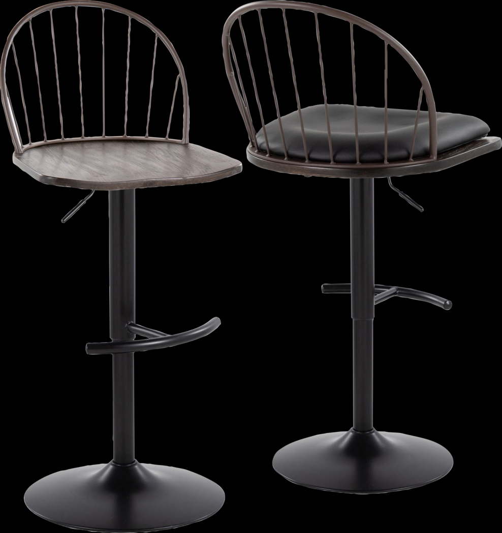 Charlias XII Black Adjustable Barstool, Set of 2 - Thumbnail - Image 8