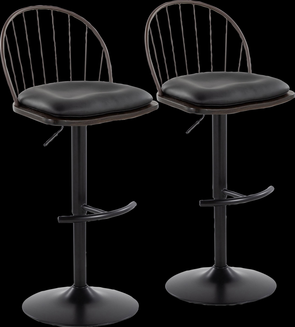 Charlias XII Black Adjustable Barstool, Set of 2 - Thumbnail - Image 1