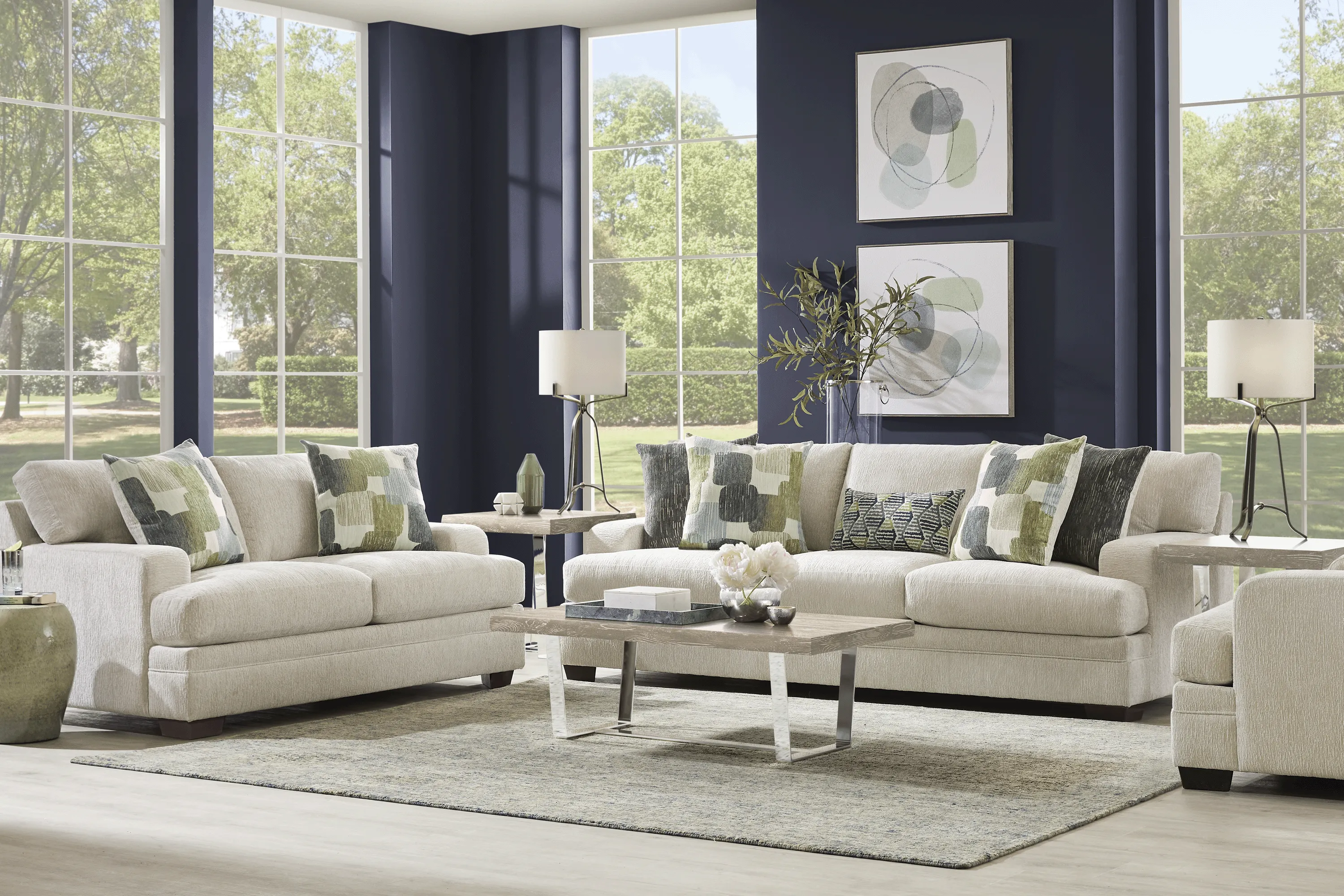 Charlton Street Off-White 5 Pc Living Room - Thumbnail - Image 1