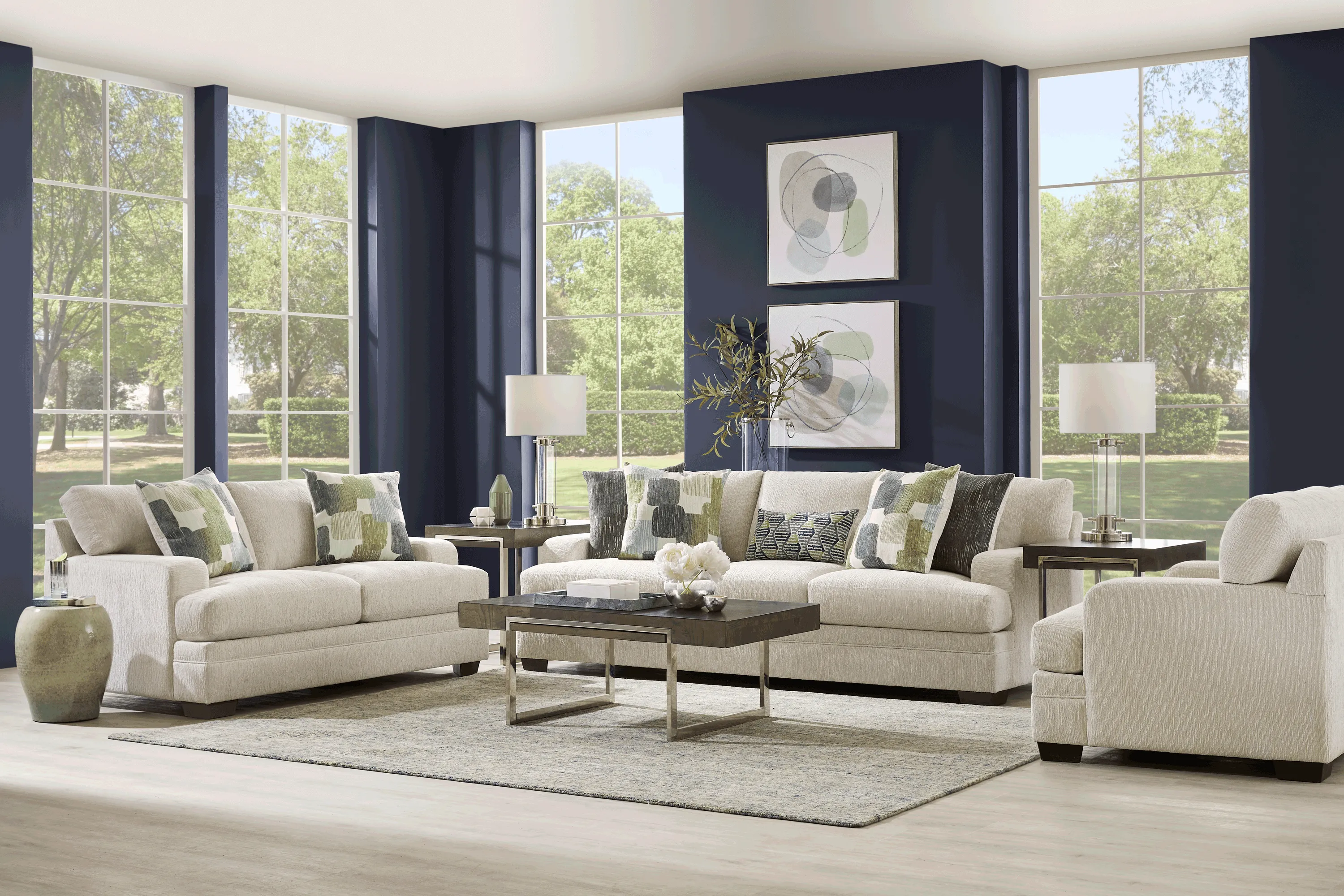Charlton Street Off-White 7 Pc Living Room - Thumbnail - Image 1