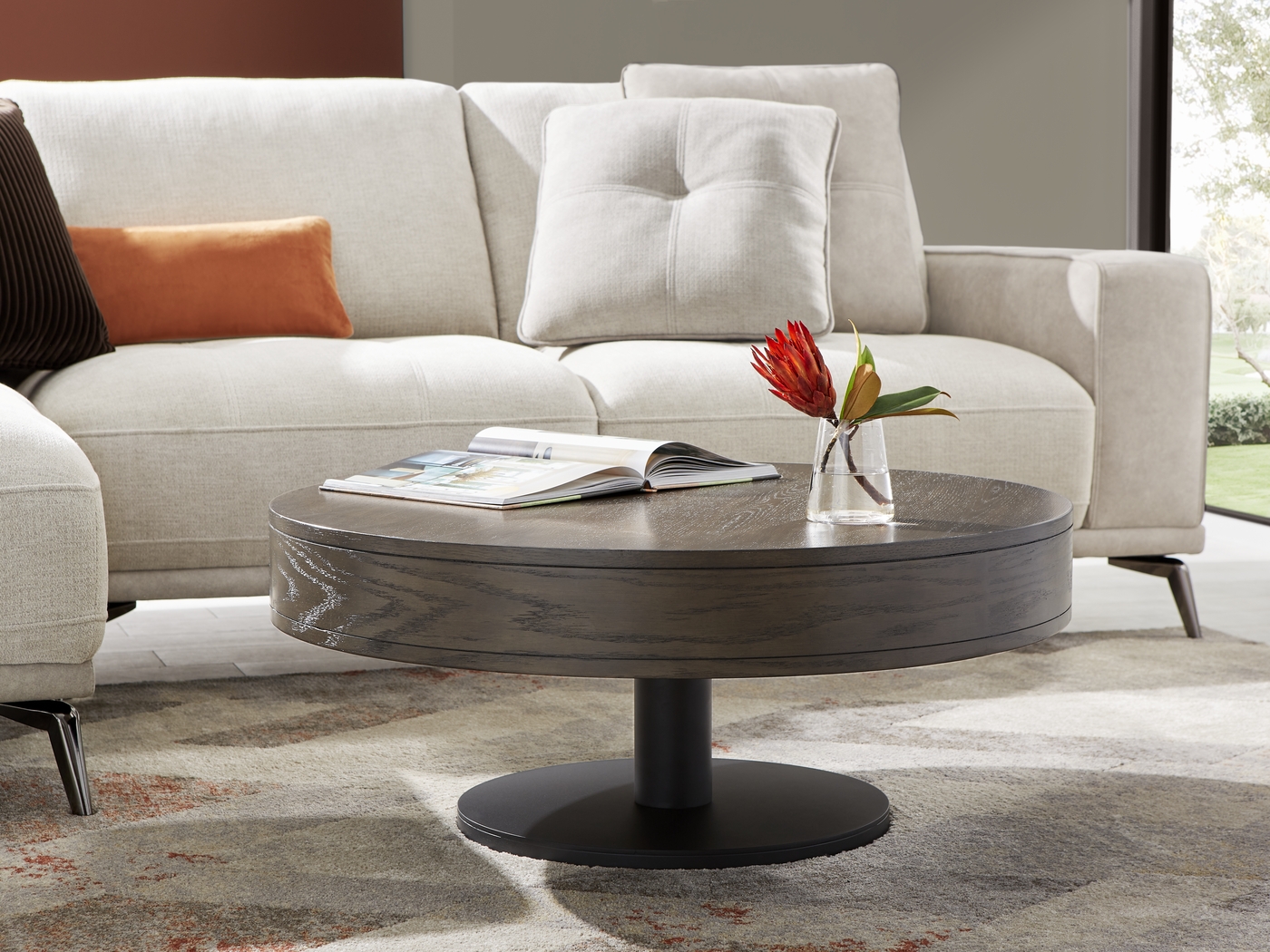 Charmaine Brown Round Cocktail Table - Thumbnail - Image 2