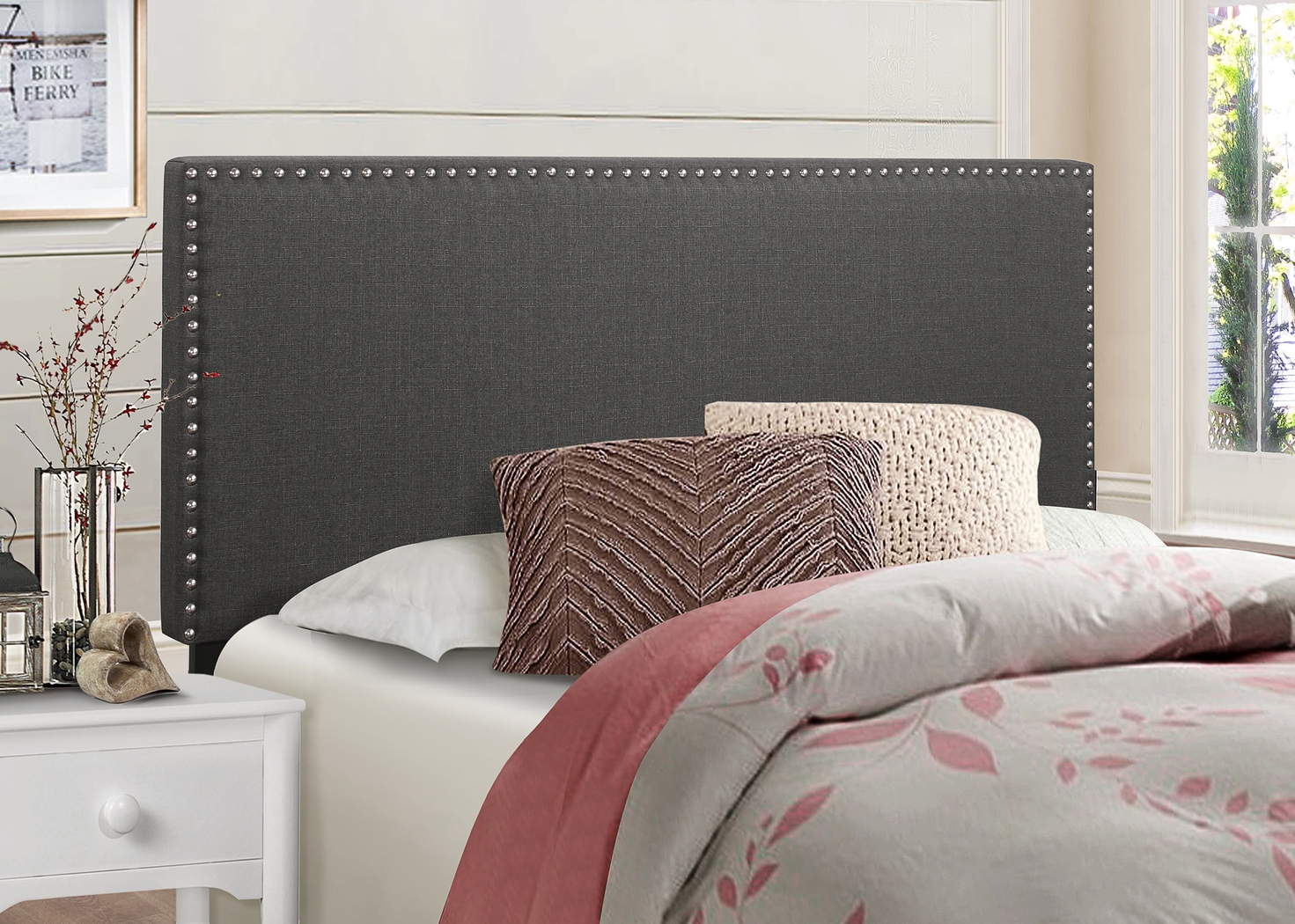 Charnwood Dark Gray Full/Queen Upholstered Headboard - Thumbnail - Image 3