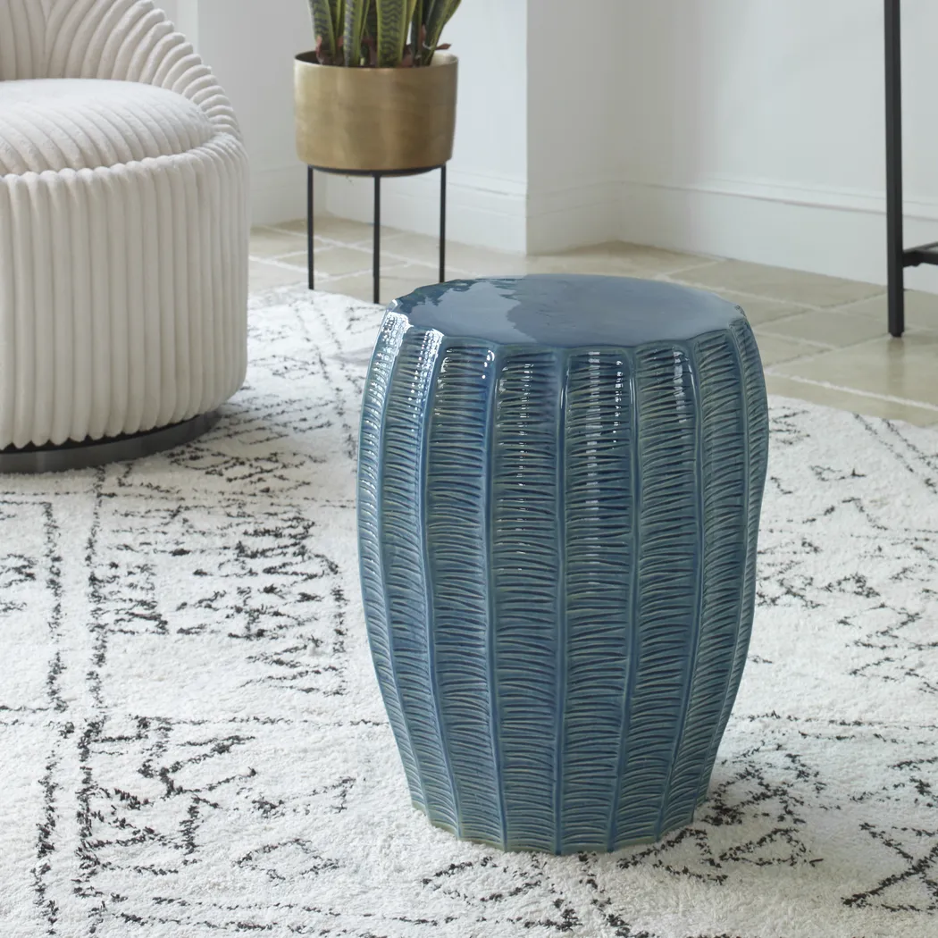 Chartres Blue Accent Stool - Thumbnail - Image 2
