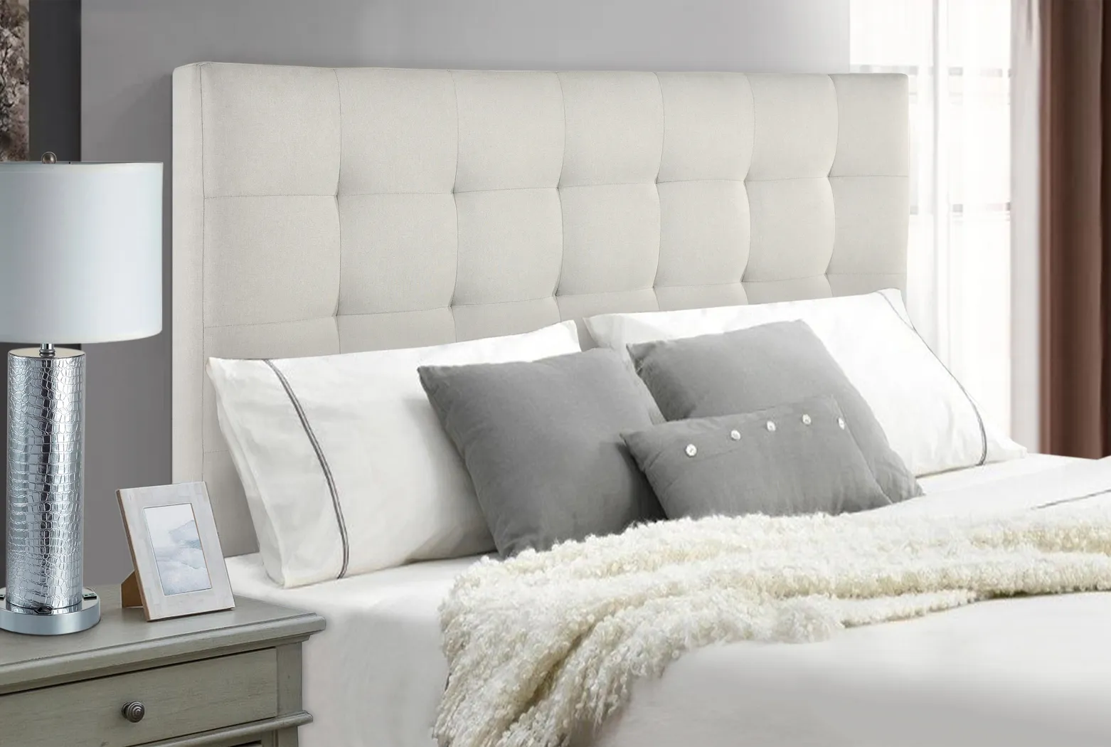 Chasey Light Gray King/California Headboard - Thumbnail - Image 2