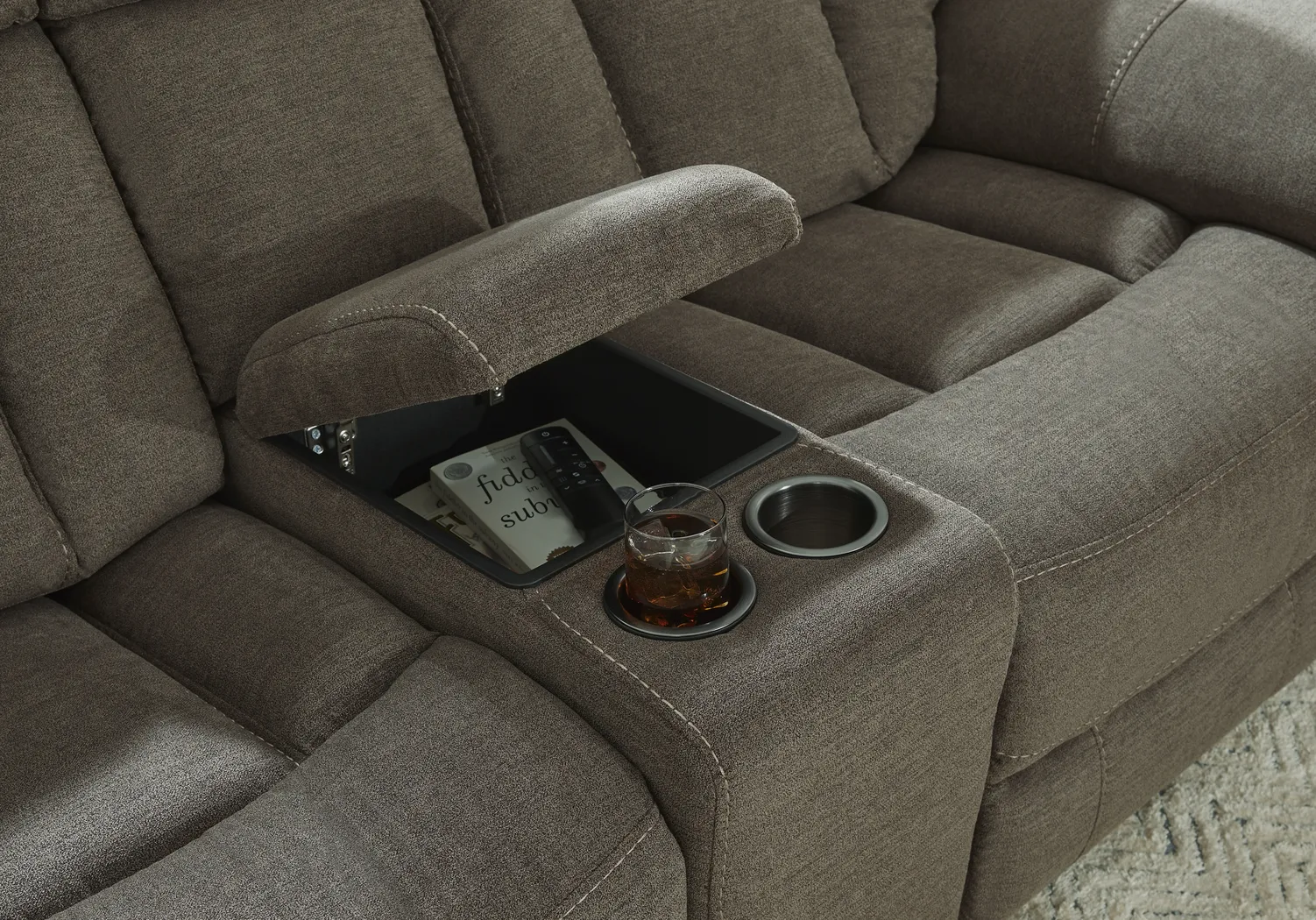 Chaston Brown Glider Console Loveseat - Thumbnail - Image 3