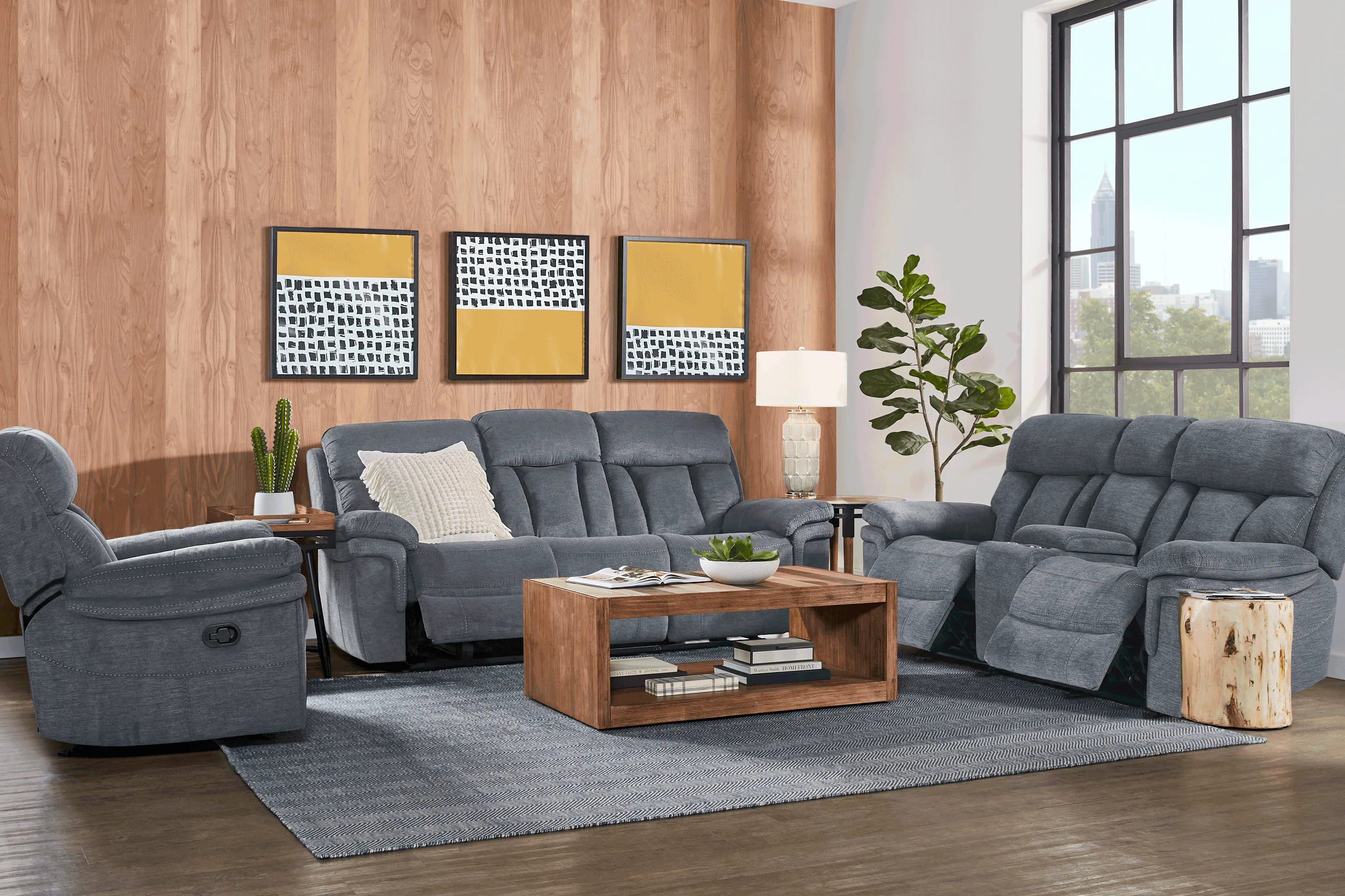 Chaston Gray 3 Pc Reclining Living Room - Thumbnail - Image 1