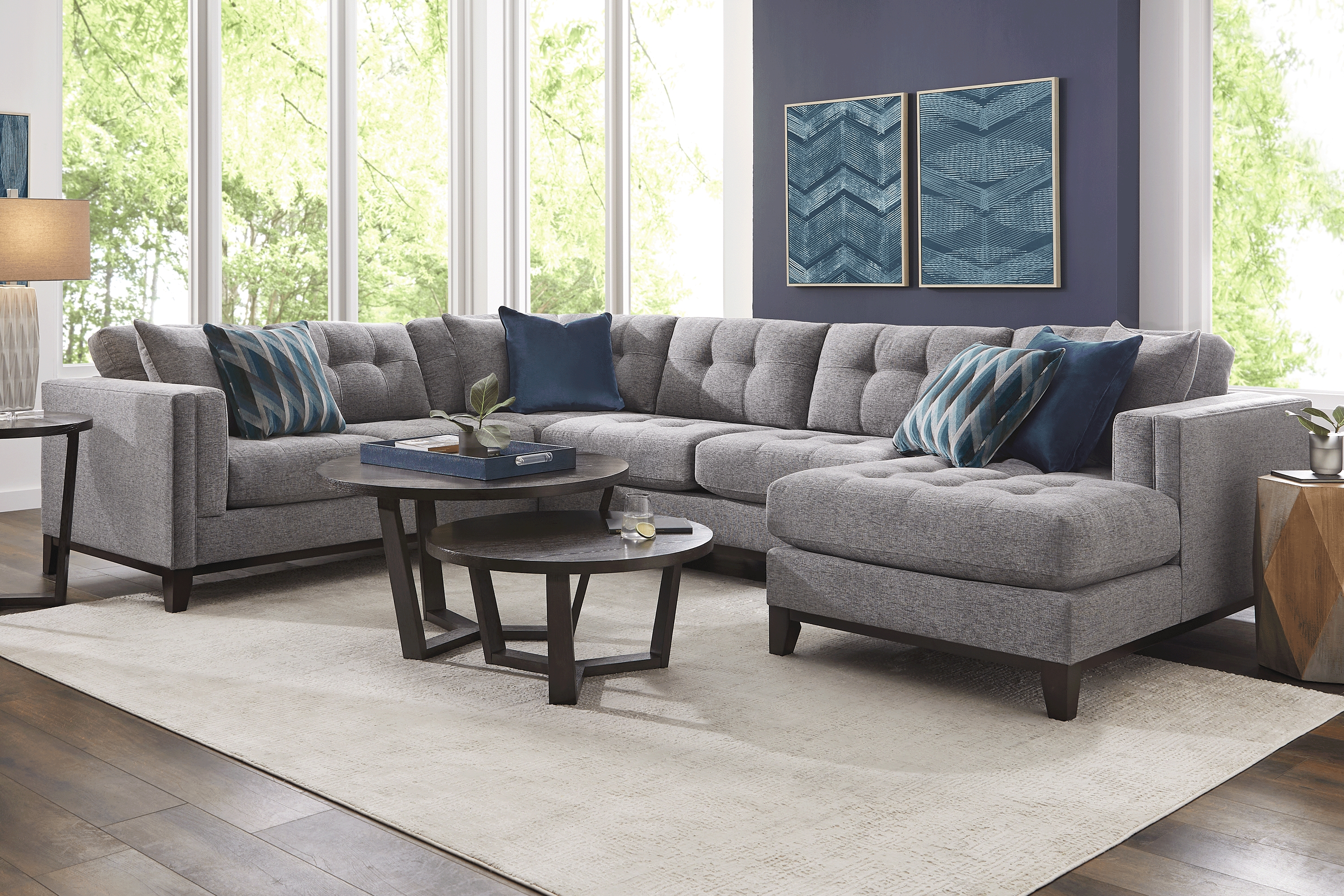Chatham Gray 6 Pc Sectional Living Room - Thumbnail - Image 1