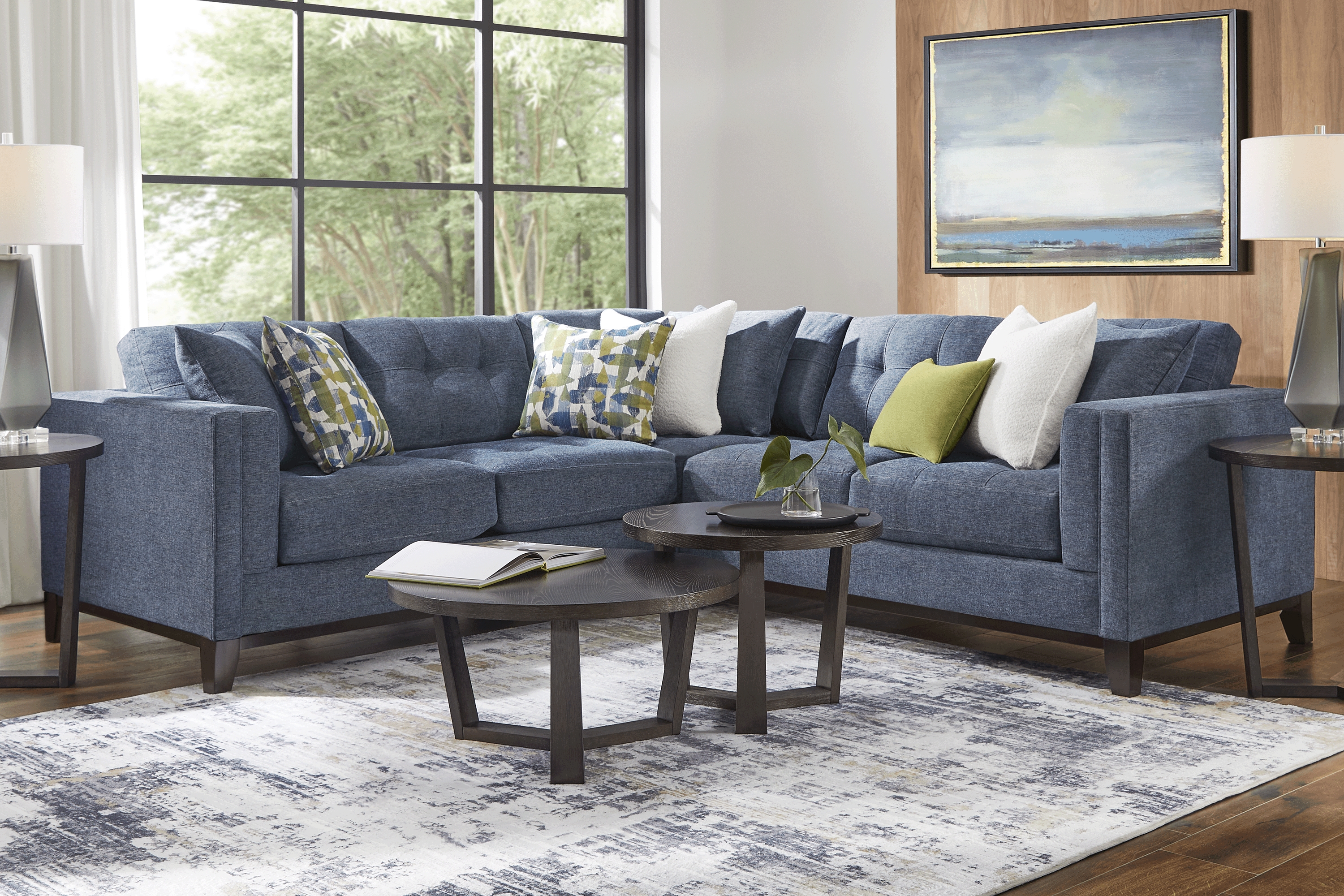 Chatham Navy 5 Pc Sectional Living Room - Thumbnail - Image 1