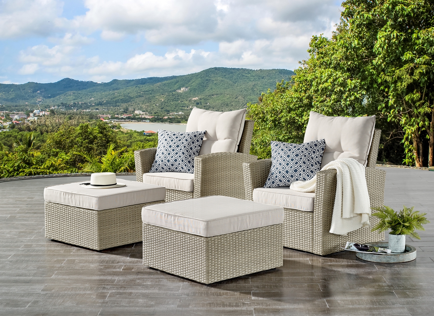Chattooga Cream 4 Pc Outdoor Seating Set - Thumbnail - Image 11