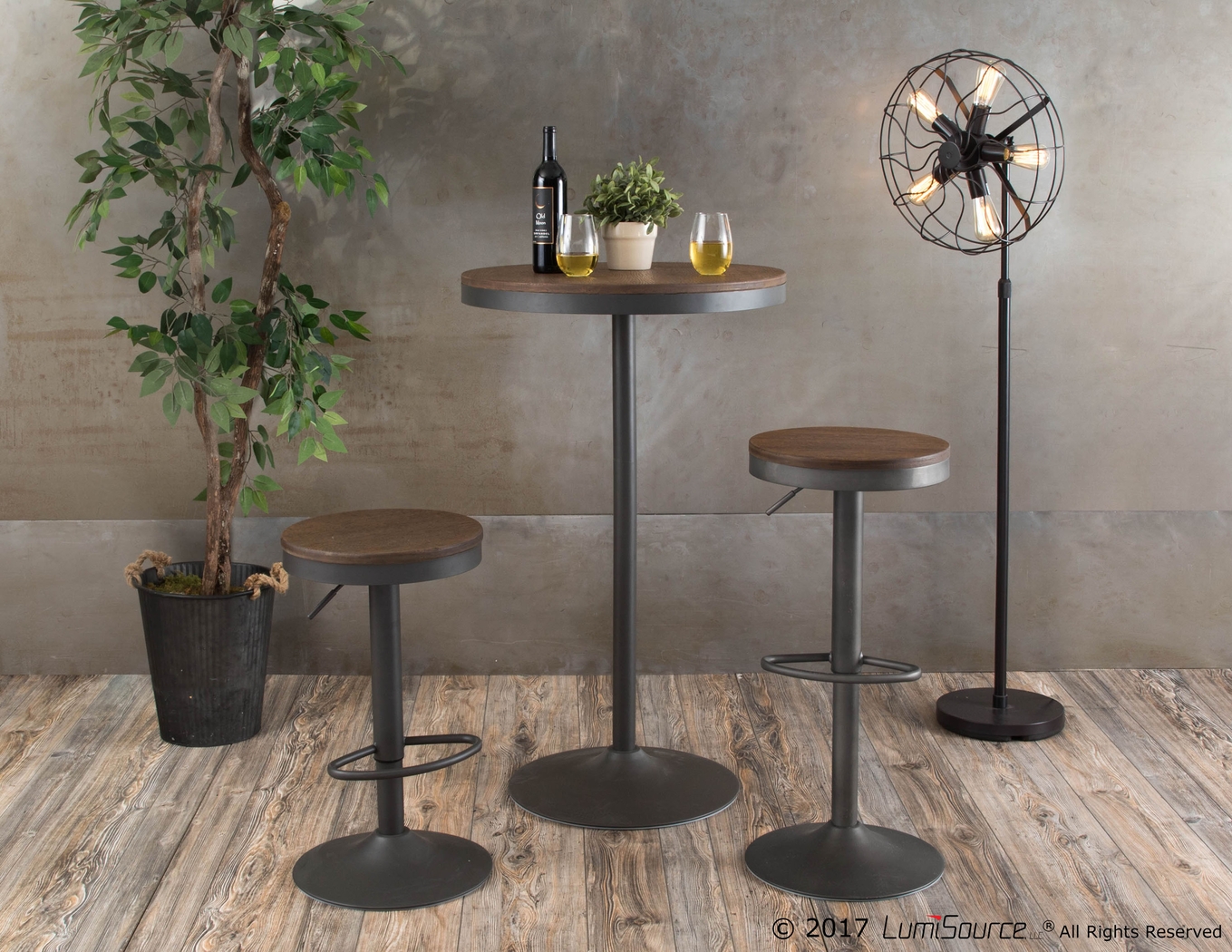Chaz Gray Brown 3 Pc Bar Height Dining Set - Thumbnail - Image 2