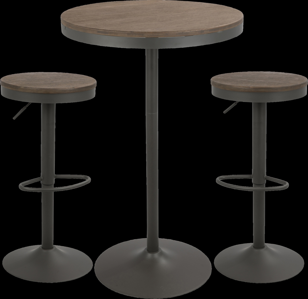 Chaz Gray Brown 3 Pc Bar Height Dining Set - Thumbnail - Image 1