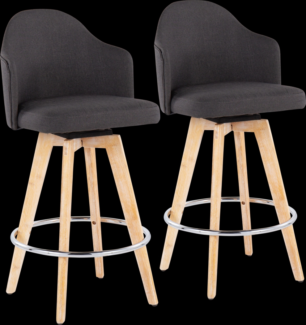 Chazmin Charcoal Counter Height Stool, Set of 2 - Thumbnail - Image 1