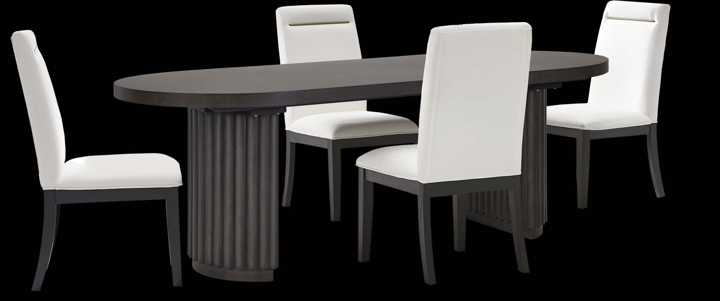 Cheetham Hill Espresso 90 in. 5 Pc Dining Room with White Chairs - Thumbnail - Image 1