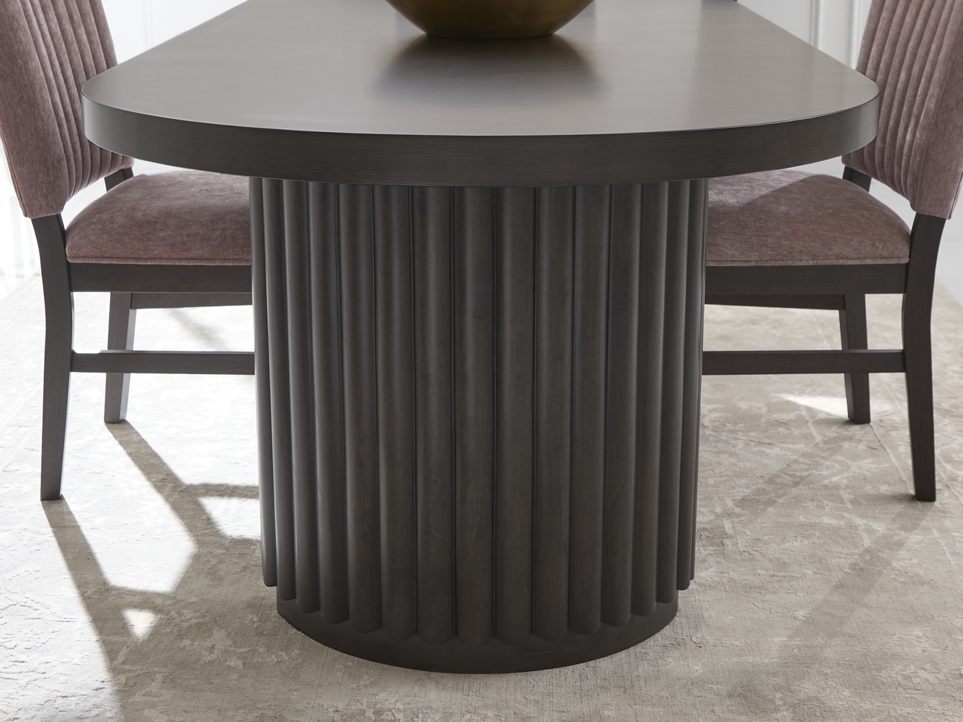 Cheetham Hill Espresso 90 in. 5 Pc Dining Room with White Chairs - Thumbnail - Image 5