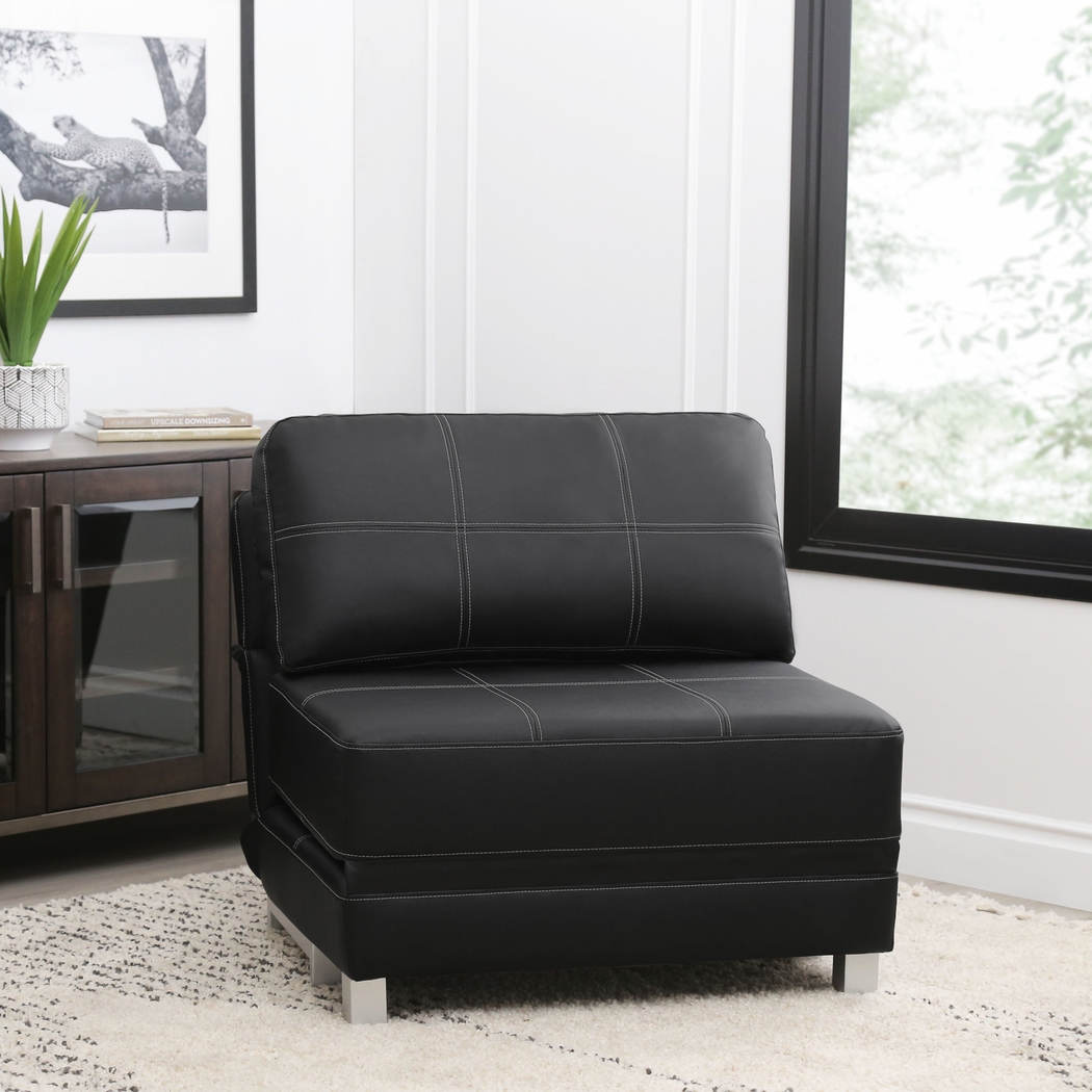 Cheever Black Convertible Futon Chair - Thumbnail - Image 3