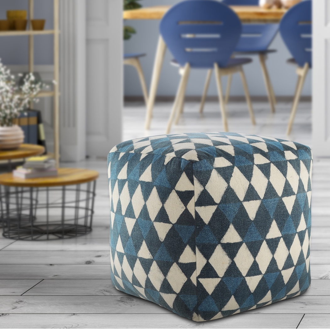 Chegue Blue/Cream Pouf - Thumbnail - Image 2