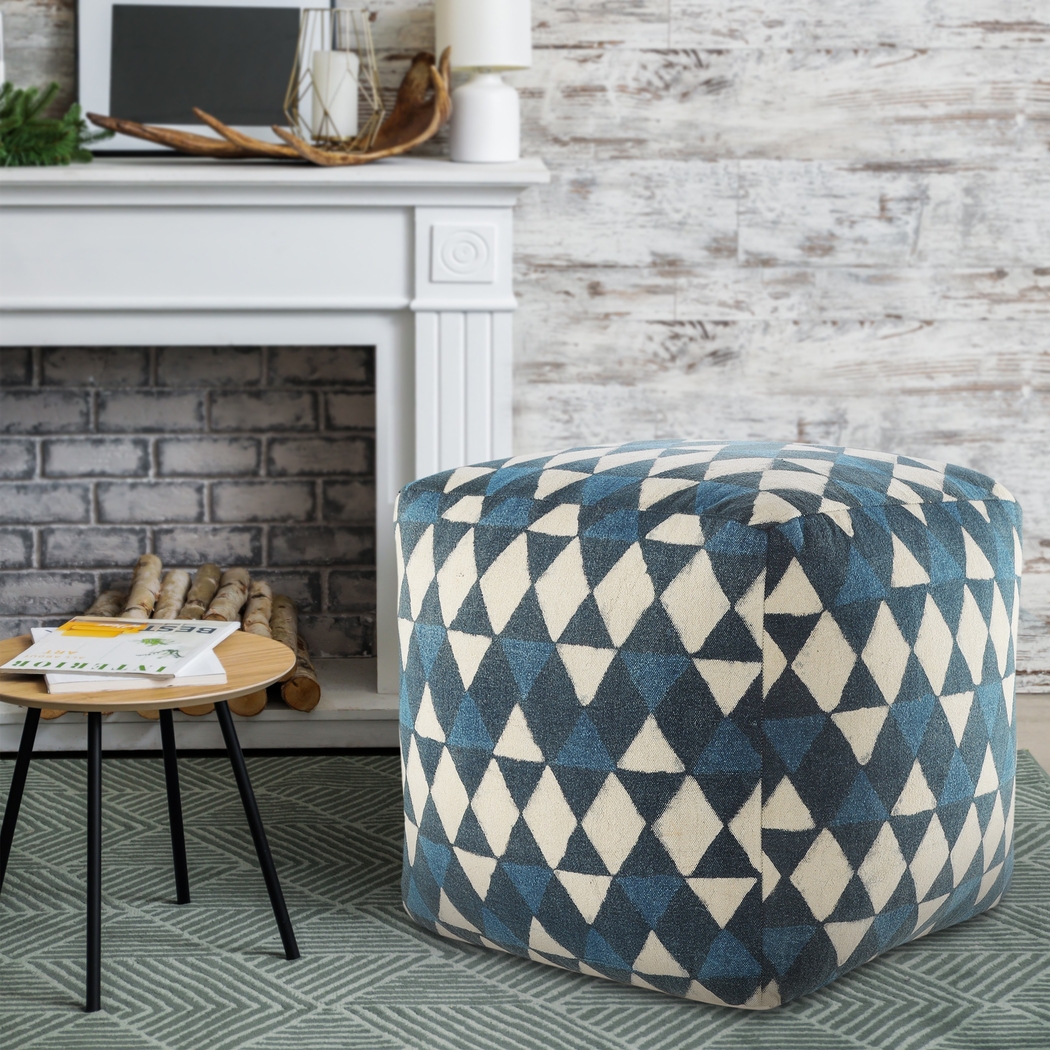 Chegue Blue/Cream Pouf - Thumbnail - Image 7