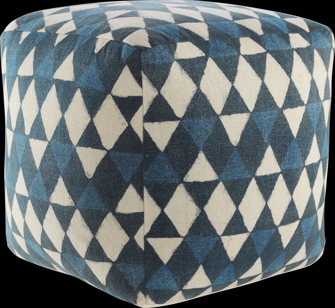 Chegue Blue/Cream Pouf - Thumbnail - Image 1